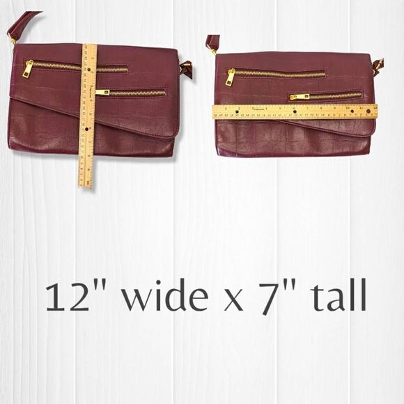 Mark Womens Clutch with Attachable Adjustable Strap Sling Bag Flap Closure Maroo - Picture 7 of 9